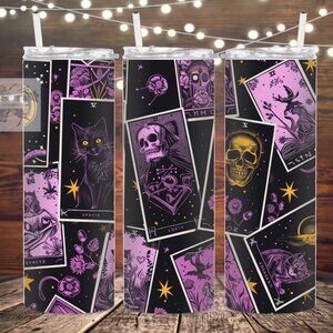 Purple Tarot Card Metal Insulated Tumbler